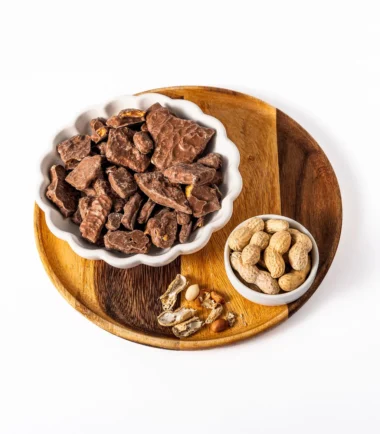 Coleman's chocolate covered peanut brittle in a serving bowl