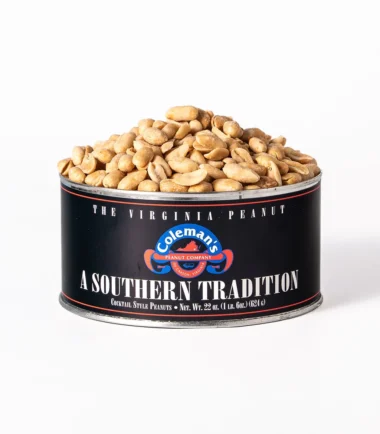 Coleman's cocktail style Virginia peanuts in a 22 oz Southern Tradition tin