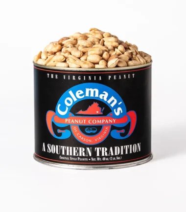 Coleman's cocktail style Virginia peanuts in a 40 oz Southern Tradition tin