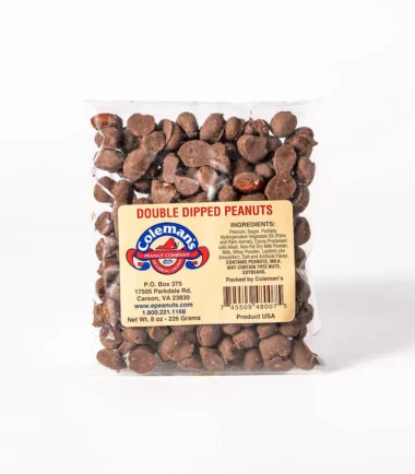 Coleman's double dipped chocolate peanuts, 8 oz bag