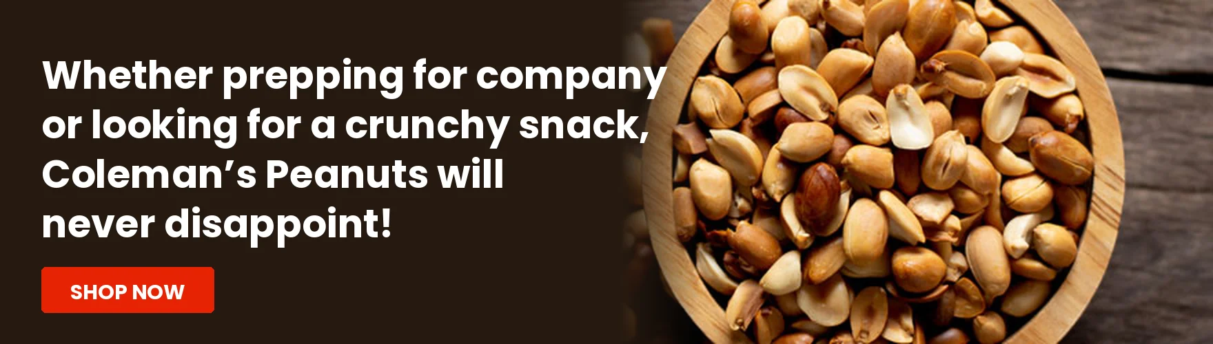 Bowl of roasted Virginia peanuts - Coleman's Peanuts will never disappoint. Shop now